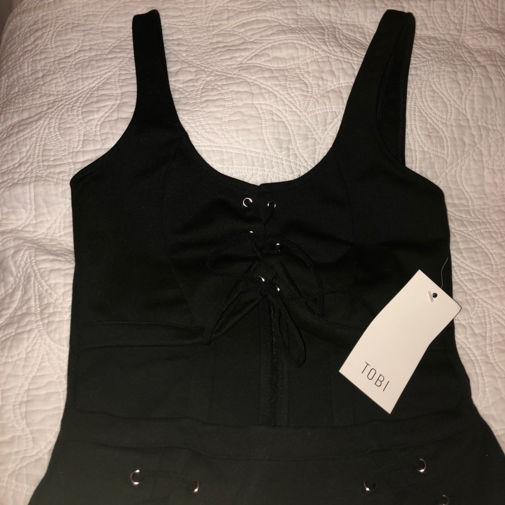 Black cut out lace up sexy dress